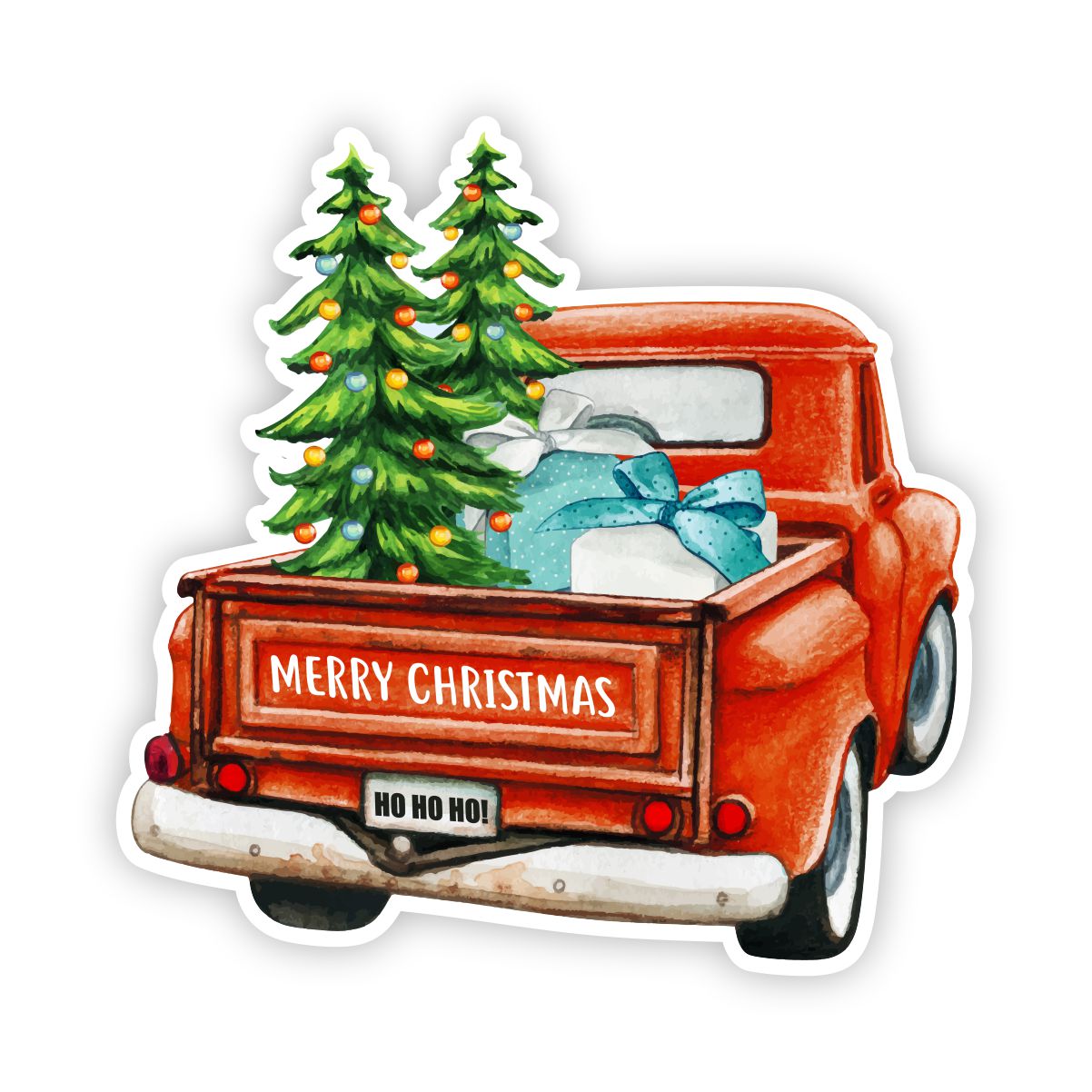Red Christmas Vintage Truck | With Trees and Gifts | Yard Card | SignWay