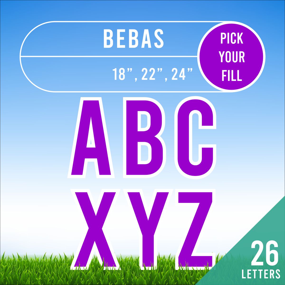 Alphabet Starter Kit Bebas Font | 26 Letters | Pick Your Fill | SignWay